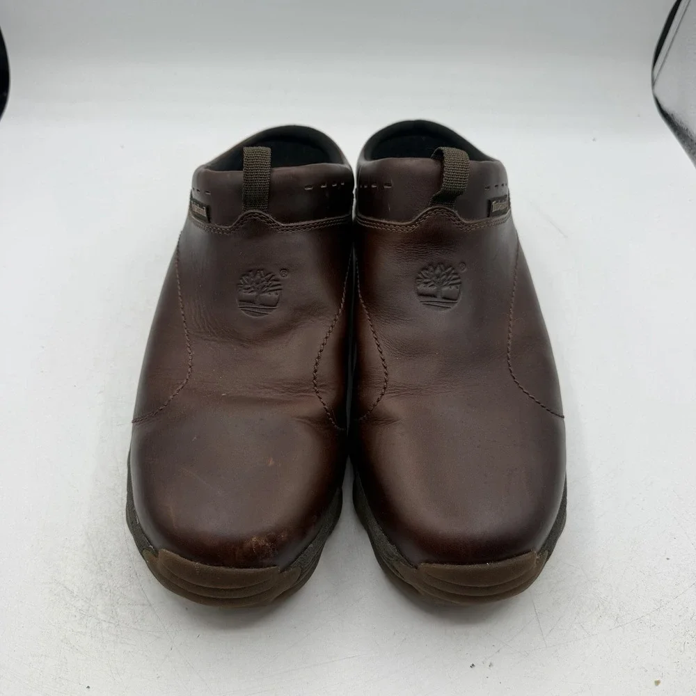 Timberland Clogs Mens Sz 11.5 M Brown Leather Slip On Mules Shoes Backless 77086